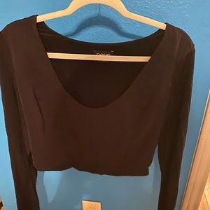 Sexy black Bebe crop top long sleeves